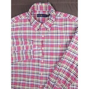 Polo Ralph Lauren Mens XL Pink Blue Green Plaid Button Down‎ Preppy County Club
